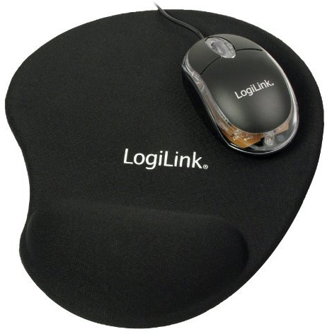 LogiLink ID0039 Optical Notebook Maus, USB, 800dpi, mit LED, & Mauspad mit Gel Wrist Rest, Set