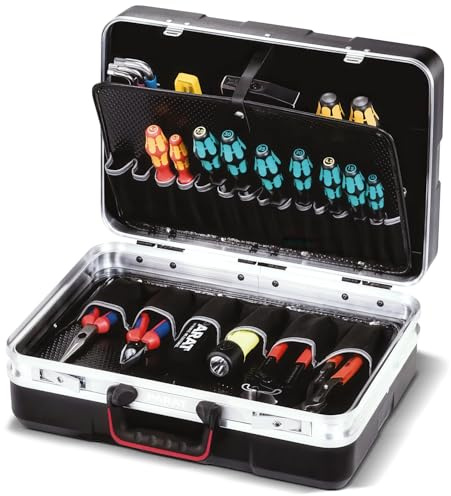 PARAT SILVER Beginner Werkzeugkoffer | Werkzeugkoffer leer | Robuster Werkzeugkasten & Toolbox aus ABS | Für rund 50 Werkzeuge | Werkzeugkiste mit 27 Fächern & Dokumentenfach