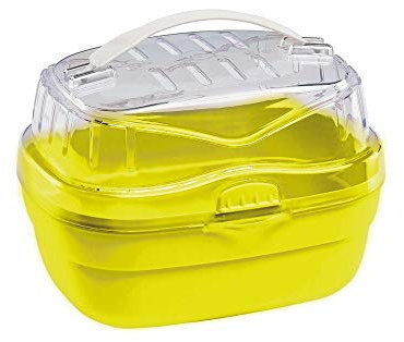 Ferplast Transportbox für Hamster und andere kleine Nagetiere Aladino Small Reisekäfig für Hamster, widerstandsfähiger Kunststoff, komfortabler Griff, sicherer Verschluss, 20 x 16 x 13,5 cm, grün