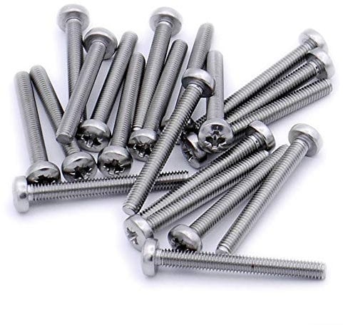M4 (4mm x 60mm) Pozi Pan Machine Screw (Bolt) - Stainless Steel (A2) (Pack of 20)