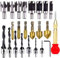 23 Stück Kegelsenker Bit Set, Holzbearbeitung sbohrwerkzeuge enthalten 6 Stück Kegel-Bohrer,7 Dreispitz-Bohrer, 8 Stück Holzdübel-Schneider für Holz DIY Bohren