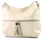 modamoda de T159 Damen Leder Umhängetasche Schultertasche Medium handmade in Italy, Farbe:Creme2021