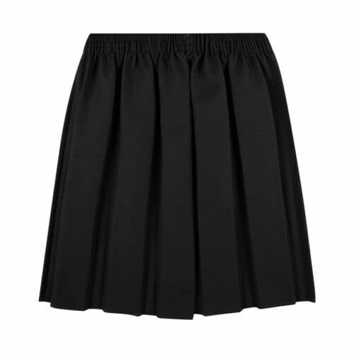 ASD Accessories Box Pleated School Uniform Skirt for Girls Round Elasticated Waist Black Grey Navy Colors