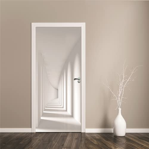 PLEETS Sticker Porte Poster Couloir blanc Papier Peint Trompe l'oeil Pour Salon Chambre Décoration De La Maison Stickers Muraux Imperméable Stickers Amovibles 83 x 204cm