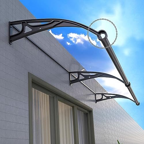 Pensilina Tettoia per Porta d'Ingresso,Tendalino per Finestra con Grande del Lavandino,Pensilina Copriporta in Policarbonato,Garden Pensilina da Esterno,Silenziosa e Autopulente (60x150cm/24x59)