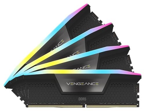 CORSAIR Vengeance RGB DDR5 RAM 128GB (4x32GB) 5600MHz CL40 Intel XMP iCUE Kompatibler Computerspeicher - Schwarz (CMH128GX5M4B5600C40)
