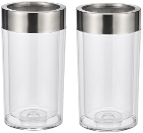 Bambelaa! 2er Set Weinkühler Sektkühler Flaschenkühler Getränkekühler Aus Kunststoff Doppelwandig Mit Edelstahlring Ca.12x19.5 cm