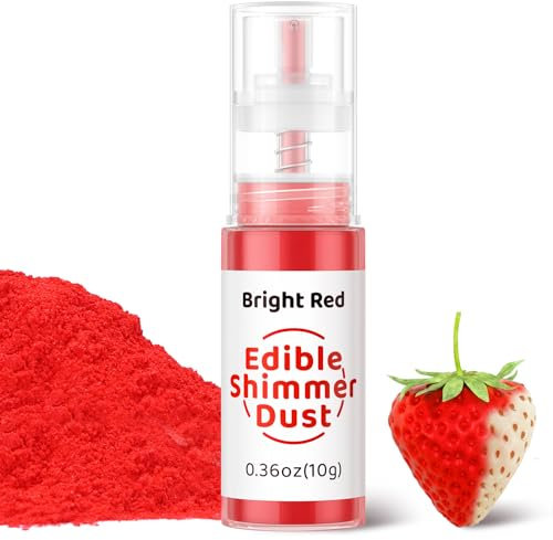 Wwtop Paillettes Comestibles, 10g Paillettes Alimentaires Comestibles Spray, Colorant Alimentaire Poudre, Poudre de Poussière Comestibles pour Boissons, Gâteaux, Cocktail,Chocolat, Bonbons (Rouge)