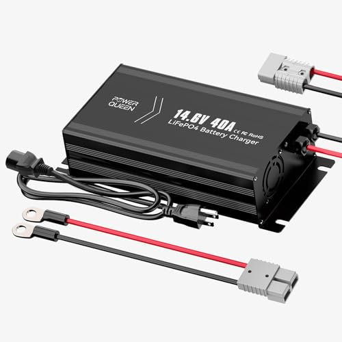power queen PowerQueen 14.6V 40A Lithium Battery Charger for 12V LiFePO4 Lithium Battery