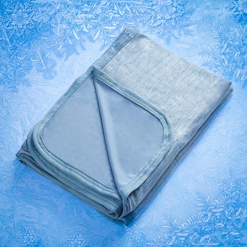 MH MYLUNE HOME Kühldecke Ultra Leichte Sommerdecke Arc-Chill Q-Max>0.458 Kühlende Bettdecke 200x220 Sommerbettdecke Kuscheldecke Wohndecke Reisedecke Cooling Blanket (Blau, 200 x 220 cm)