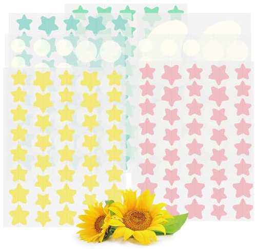MUNSKT Patch Acné 224Pièces Patchs Translucide en forme d'étoile pour le visage et le corps Patchs Anti Acné Pois Huile d'Arbre à Thé Herbacée Centella Asiatica Traitement des boutons Autocollants