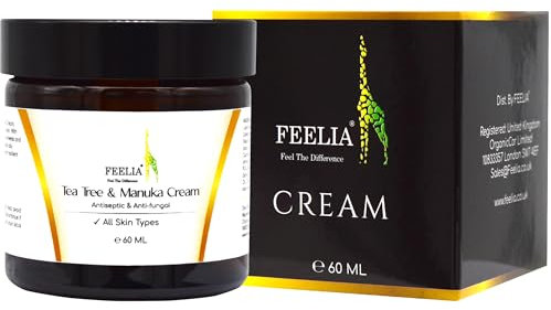 Feelia - Tea Tree & Manuka Cream, Antiseptic & Anti-Fungal, Soothing, Great after Insect Bites and on Problematic Acne Areas, All Skin Types