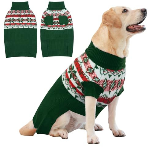 IECOii XXXL Dog Jumper, Extra Large for Girl Boy, Knitted Warm Turtleneck Sweater for Halloween Christmas Outfit, Blue for Golden Retriever, Labrador, XXX-Large