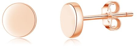 Loutade Ohrstecker Silber 925, Silber Kreis Ohrstecker für Damen Mädchen Kinder Männer, Hypoallergen Kleine Rose Gold Ohrringe Stecker, Unisex Knorpel Schlafen Damen Rund Flach Kreis Ohrringe Stecker