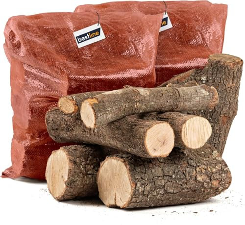 BESTLINE Leña Encina Seca Ecológica Cortada en Troncos Medianos para Barbacoa, Chimenea, Caldera y Estufa, 24Kg