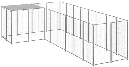 DYRJDJWIDHW hundebox alu,hundebox Metall,hundezwinger,Hundezwinger Silbern 6,05 m² StahlEntworfen für Garten und Terrasse.