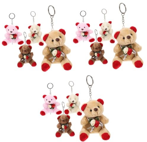 KOMBIUDA 12pièces Porte-clés Peluche Ours Accessoire pour à Main De Foncé pour Et Décorations