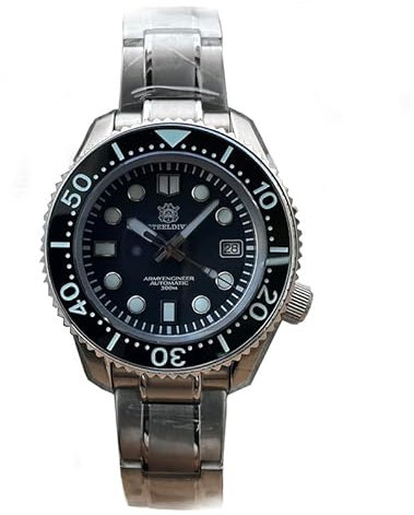 Steeldive Automatic Dive Watch with Luminous Display, 200M Water Resistant, Black Dial, Stainless Steel Band, V 3, Diver