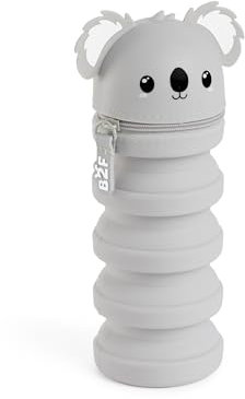 Back2Fun - Astuccio scuola 2 in 1 estensibile in silicone morbido, Portapenne retrattile con chiusura a zip, Design kawaii koala