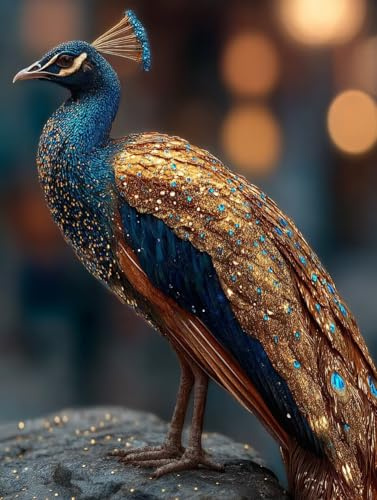 Malen Nach Zahlen Erwachsene Tier, Malen Nach Zahlen Leinwand Pfau, DIY Basteln Erwachsene Mit Pinseln und Acrylfarbe, Paint by Numbers Adult Kits, Geschenke, Herbst Deko Wohnzimmer, 100x135cm 7-6829