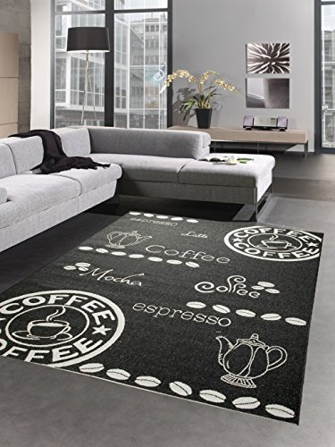 CARPETIA Teppich Sisal Optik Küchenläufer Küchenteppich Coffee schwarz weiß Größe 80x150 cm
