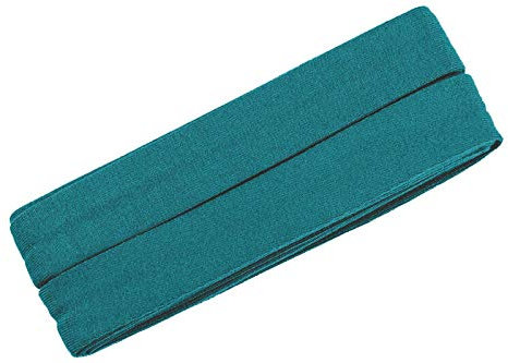 Zierstoff einfach nähen Unifarbenes Schrägband, Jersey, vorgefalzt, 20 mm breit - 2 Packungen á 3 Meter, Petrol