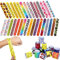 LATERN 100 Pezzi Slap Band Bracciali Schiaffi, Bande a Scatto Bomboniere Con Cuori Colorati Emoji in Pelle Di Animale Stampe Natalizie Slap Band