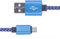 REY Cable USB Macho a Micro USB Macho Malla Reforzada Trenzada Negro - Azul 2 Metros Anti enredos