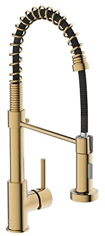 Casavilla Küchenarmatur, gebürsteter goldfarbener Wasserhahn für Küchenspüle, Küchenspüle, Wasserhahn mit herausziehbarem Sprühkopf, Einhebel-Edelstahl-Küchenarmaturen mit Doppelfunktions-Sprühkopf