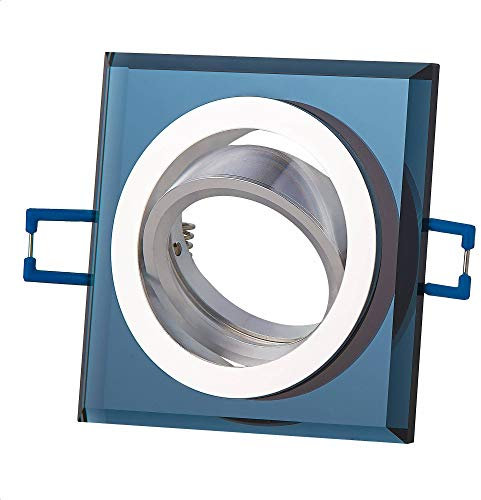 10er Set Einbaurahmen aus Glas eckig - schwarz schwenkbar - Rahmen geeignet für GU10 MR16 LED und Halogen-Leuchtmittel - Ø75-80mm Bohrloch