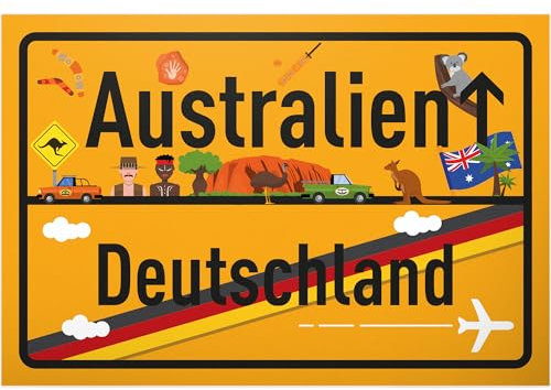 DankeDir! Australien Ortsschild - Schild 30 x 20 cm - Geschenk Idee Gutschein Reise Urlaub Reisegutschein Männer & Frauen Geldgeschenk Abschiedskarte Geschenkidee Deko Karte
