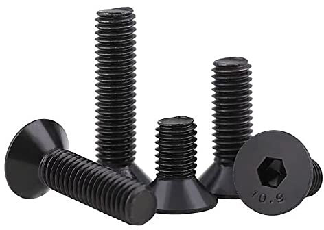 FandWay Viti a Testa Svasata con Esagono Incassato DIN 7991,Viti a Brugola M5x8/12/16/20/30mm Viti a Piatta Macchina Completa Filettatura in Acciaio al Carbonio Classe 10.9 Nero Completa Con 1 Chiavi