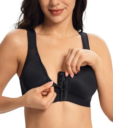 Lemorosy Posture Bra Full Coverage Front Closure Wirefree Unpadded Back Support Underwear(Black,34C)