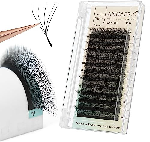 ANNAFRIS Premade Fan Lash Extension 5D W 0.07 C Curl 8-15mm Pre Made Russian Volume Eyelash Hand Woven Lash Soft Faux Mink False Lashes(5D，W，0.07，C Curl, MIX 8-15mm)