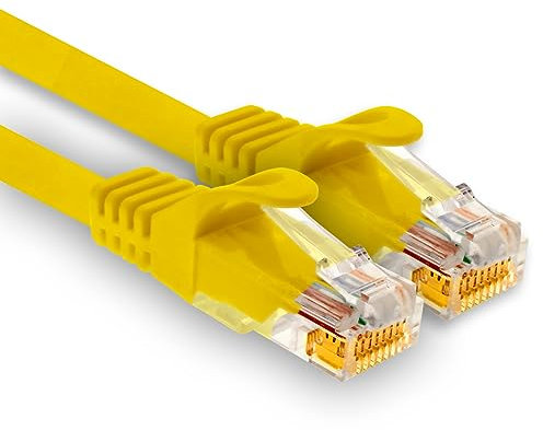 1aTTack.de - 1 câble réseau Cat7 de 30 m, Ethernet Cat.7, câble de raccordement Lan et Cat 7 pour une vitesse Internet maximale et connecte tous les appareils avec prise RJ 45 jaune