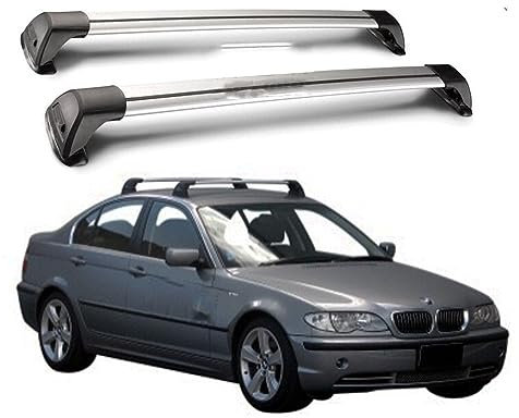 Auto Dachträger Dachreling für BMW 3 Serie E46 4 Tür Limousine 1999-2004 (Festen Punkt), Dach Gepäckträger aus Aluminium,Silver black