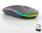Souris Bluetooth sans fil, LED double mode, rechargeable, silencieuse et fine, portable (BT5.2 + récepteur USB), souris d'ordinateur double mode, pour ordinateur portable, ordinateur de bureau, iPad,