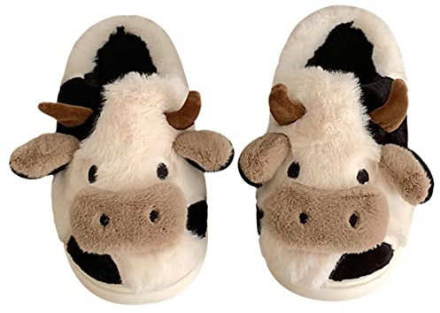 Pantofole Di Mucca Pelose, Pantofole Mucca Donna, Pantofole Da Casa Per Interni Ed Esterni, Morbide, Antiscivolo, Pantofole Pelose Calde Comode Ciabatte Invernali Da Casa, Per Coppia, Famiglia
