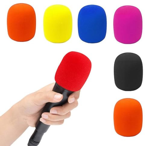 EOUIAV 6 Pièces Mousse Micro Anti Bruit, Coloré Microphone Bonnettes, Housse de Protection en Mousse, Anti-poussière, Anti-Chute, antibactérien et Coupe-Vent(6 Couleurs)