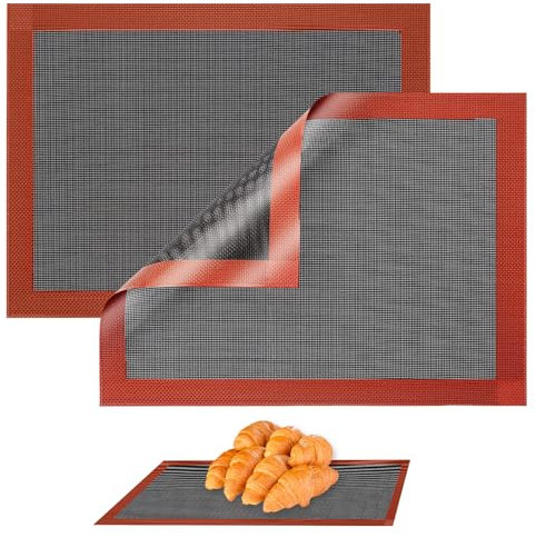 Silikonmatte Backen 40 x 30cm, 2 Stück Antihaft Dauerbackmatte, Wiederverwendbar Rutschfestes Backunterlage, Backmatte Silikon Backofen, Silicone Baking Mat, Silikonbackmatte, für Backofen, Mikrowelle