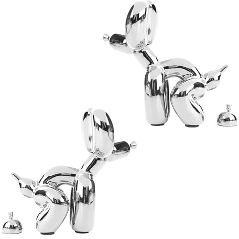 Rideco Pooping Ballon Hund Skulptur Kleine Tierstatue Home Decor Moderne Dekorative Kunstskulptur Moderne Desktop-Ornament für Büro Schlafzimmer Wohnzimmer Dekor (Glänzendes Silber, Klein), PBD-01