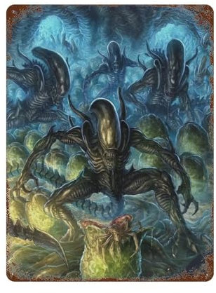 KSOXDAITIP Filmposter Alien Hive Awakening, Wanddekoration, Kunst, Metallblechposter, moderne Heimdekoration, Kunst, Metallposter, Hausbar, Laden, Dekorationen, Vintage-Schild, Geschenk, 39,9 x 30