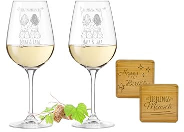 Leonardo Weingläser mit Gravur - Beste Freundin - SET je 2 Gläser & Untersetzer | Personalisierte Geschenke für Freundinnen Geburtstag, Geburtstagsgeschenk Frauen, Weihnachten, Aperol, Lillet Gläser