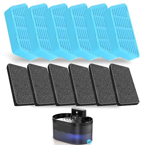 PEKTACO Lot de 6 filtres de rechange pour fontaine à eau pour chat, 2,2 l