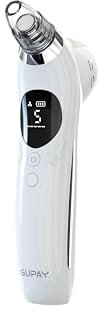 GUPAY Mitesserentferner Porenreiniger Porensauger, Mitesser Entferner Sauger mit 5 Saugstufen und 5 Köpfe Blackhead Remover Vakuumsauger Pickelsauger für Akne Whitehead Gesichtsreinigung (Weiß)