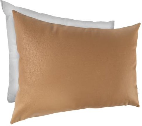Kissenbezug Kunstleder Dekokissen Sofakissen Leder-Kissenbezüge Kissenhülle Kissen KUMO Safran 30x50cm mit Füllung