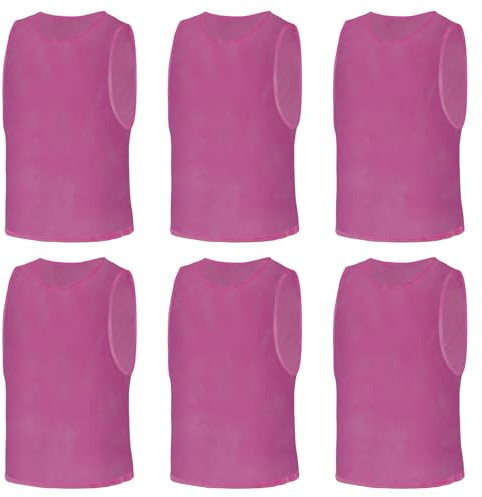 AUYAO Fussballtraining Leibchen Fubball Kind 6PC Mesh Trimmage(M, Rosenrot)