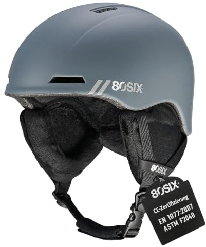 80SIX Skihelm Herren Damen, Verstellbarer Snowboardhelm | ASTM F2040 & CE EN 1077 Zertifiziert | Leicht & Belüftet | Abnehmbare Ohrpolster | Komfortabler Schutz beim Skifahren