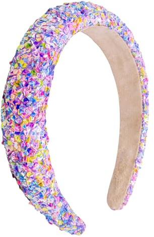 Serre Tete Paillette, Bandeau Large Cheveux Femme à Paillettes, Bandeau Cheveux Fille Paillettes, Serre Tete Large Paillette, Bandeaus Paillettess Cheveuxs pour Carnaval, Photographie, Quotidienne (A)