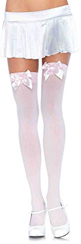 Leg Avenue - Nylon Thigh Highs With Bow, Taille Unique (Rose Clair), Taille unique (Lot de 1)